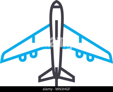 Flugzeuge Vektor dünne Linie Schlaganfall Symbol. Flugzeuge Umrisse Illustration, lineare Zeichen, Symbol Konzept. Stock Vektor