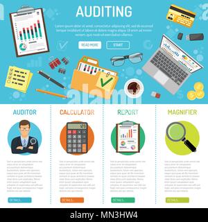 Rechnungsprüfung und Rechnungswesen Infografiken Stock Vektor