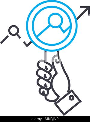 Analyse der Messwerteblock die Werte Vektor dünne Linie Schlaganfall Symbol. Analyse der Messwerteblock die Extremwerte Umrisse Illustration, lineare Zeichen, Symbol Konzept. Stock Vektor