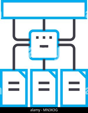 Hierarchische Struktur Vektor dünne Linie Schlaganfall Symbol. Hierarchische Struktur skizzieren Illustration, lineare Zeichen, Symbol Konzept. Stock Vektor