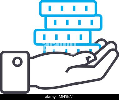 Niedrige Einkommen Vektor dünne Linie Schlaganfall Symbol. Niedrige Einkommen Umrisse Illustration, lineare Zeichen, Symbol Konzept. Stock Vektor