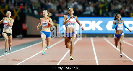 LONDON, ENGLAND - 05. August: Katarina Johnson-Thompson von Großbritannien in 200 m der Frauen Siebenkampf in Tag zwei des 16. IAAF Leichtathletik WM 2017 in London an der London Stadion konkurrierenden am 5. August 2017 in London, Vereinigtes Königreich. Foto von Paul Cunningham Stockfoto