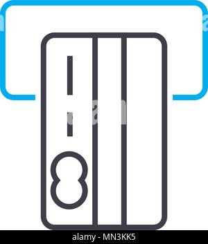 Steckplatz für Kreditkarte Vektor dünne Linie Schlaganfall Symbol. Steckplatz für Kreditkarte übersicht Illustration, lineare Zeichen, Symbol Konzept. Stock Vektor