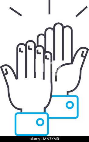 Standing ovation Vektor dünne Linie Schlaganfall Symbol. Standing Ovation übersicht Illustration, lineare Zeichen, Symbol Konzept. Stock Vektor