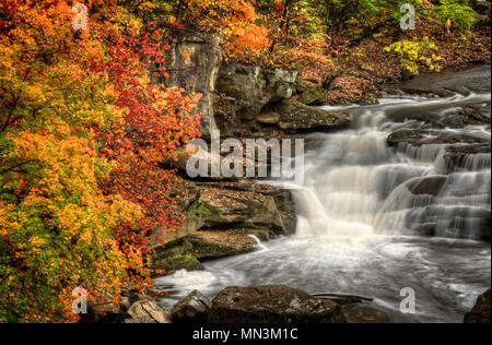 Berea fällt Ohio während der Spitzenzeiten fallen Farben. Dieser Wasserfall sieht es am besten mit peak Herbst Farben in den Bäumen. Stockfoto