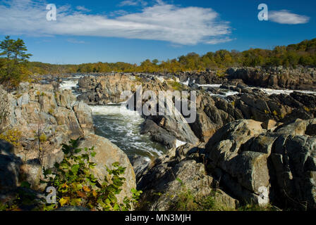 Great Falls entlang des Potomac River auf der Virginia Seite. Stockfoto