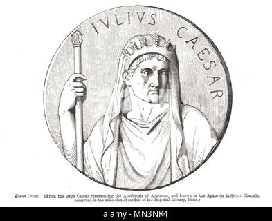Julius Cäsar, von der Miniatur, die die Apotheose des Augustus, bekannt als der Achat de la Sainte Chapelle