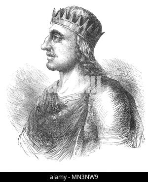 Ecgberht (77 - 839), auch buchstabiertes Egbert, oder Ecgbert Ecgbriht, war König von Wessex von 802 bis zu seinem Tod in 839. Ist wenig über die ersten 20 Jahre der Herrschaft Ecgberht bekannt, aber es wird vermutet, dass er in der Lage war, die Unabhängigkeit von Wessex gegen das Königreich Mercia, die zu dieser Zeit die anderen südlichen Englischen Königreiche dominiert zu erhalten. In 825 Ecgberht besiegt Beornwulf von Mercia, zeitweise herrschenden Mercia direkt. Er war jedoch nicht in der Lage diese marktbeherrschende Stellung aufrechtzuerhalten, und innerhalb eines Jahres verlor er den Thron von Mercia, behielt aber die Kontrolle von Kent, Sussex und Surrey. Stockfoto