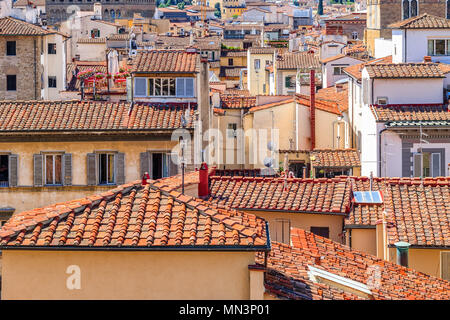 Das Stadtbild von Florenz in Italien, mit roten Dächer Stockfoto