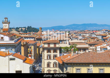 Das Stadtbild von Florenz in Italien, mit roten Dächer Stockfoto