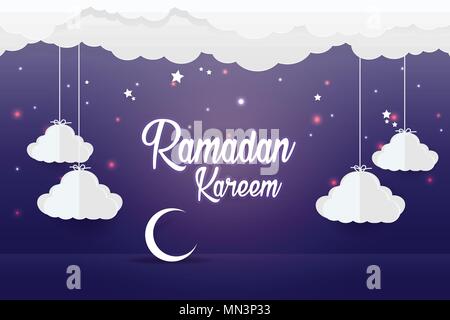 Schönen Ramadan Mubarak 2018 Heilige Nacht Hintergrund mit Wolken vector Template Design Konzept Stock Vektor