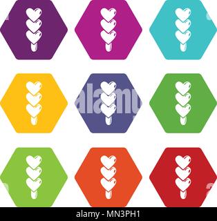 Drei Herzen Eis Icons Set9 Vektor Stock Vektor