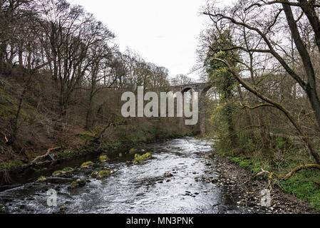 Camps Viadukt überspannt den Fluss Mandel in Almondell & Calderwood Country Park Stockfoto