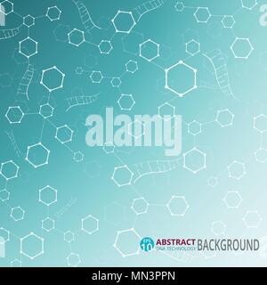 Zusammenfassung von blauen Gradienten Molekül Wissenschaft Muster Hintergrund, Illustration Vector EPS 10. Stock Vektor