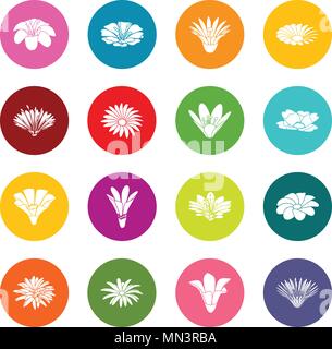 Detaillierte Blume Icons Set bunte Kreise Vektor Stock Vektor