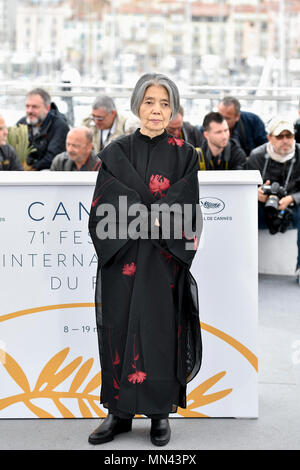 (180514) - Cannes, 14. Mai 2018 (Xinhua) - Schauspielerin Kirin Kiki stellt bei einem Fotoshooting für den japanischen Film hoplifters" an der 71. Internationalen Filmfestspiele von Cannes in Cannes, Frankreich am 14. Mai 2018. Die 71. Internationalen Filmfestspiele von Cannes ist von 8. Mai bis 19. Mai statt. (Xinhua / Chen Yichen) (Hy) Stockfoto