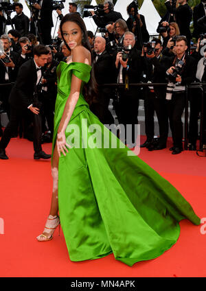 Cannes, Frankreich. 14 Mai, 2018. CANNES, Frankreich. Mai 14, 2018: Winnie Harlow an der Galavorstellung für 'BLACKKKLANSMAN' am 71. Festival de Cannes Foto: Sarah Stewart/Alamy leben Nachrichten Stockfoto