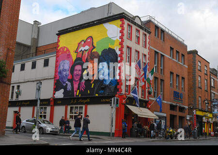 Dublin, Irland. 14/5/2018. Ein wandgemälde der Rolling Stones Rock Band oben JJ's Smyth Pub in Dublin gemalt. Foto: ASWphoto Credit: ASWphoto/Alamy leben Nachrichten Stockfoto