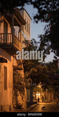 Die Straßen von Getsemani in der Morgendämmerung, Cartagena, Kolumbien Stockfoto