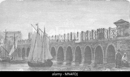 Italien. Die große Brücke, Chioggia, Golf von Venedig 1893 alten, antiken Drucken Stockfoto