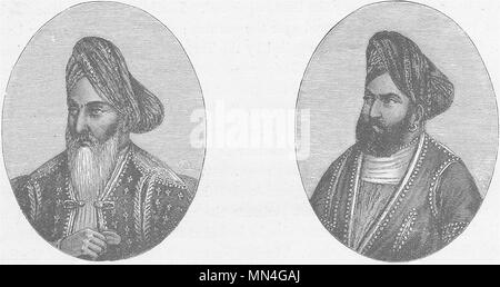 AFGHANISTAN. Dost Mohammed Khan; Akbar Khan 1891 alte antike Bild drucken Stockfoto