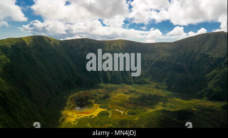 Luftaufnahme der Caldeira Faial auf die Insel Faial, Azoren, Portugal Stockfoto