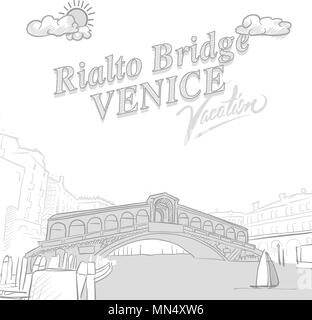 Rialto Brücke travel Marketing, von der Hand eines Vektors Zeichnungen gezeichnet. Stock Vektor