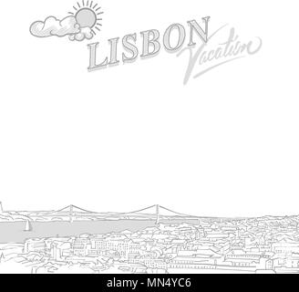 Lissabon reisen Marketing decken, hand Vektor Skizze gezeichnet Stock Vektor