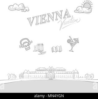 Wien travel Marketing abdecken, von Hand erstellt einen Vektor Skizzen