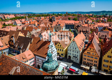 Malerische Sommer Antenne Panorama der Altstadt Stadt in Rothenburg o.d. Tauber, Bayern, Deutschland Stockfoto