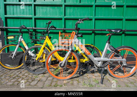 Die Alibaba-backed Ofo Fahrradverleih Regelung verlassen London unter Bedenken für die Zukunft Stockfoto