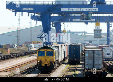 North Rail Terminal, Hafen von Felixstowe, Suffolk, England. Stockfoto