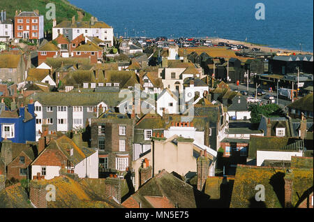 Altstadt von Hastings und Stade von West Hill, East Sussex UK Stockfoto