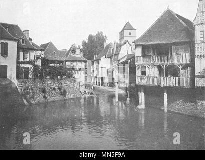 - PYRÉNÉES ATLANTIQUES. Vieilles Maisons ein Salies-de-Béarn 1900 alten Drucken Stockfoto