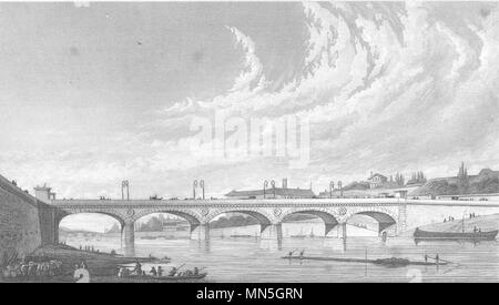 PARIS. Pont de Jena 1831 alte antike vintage Bild drucken Stockfoto