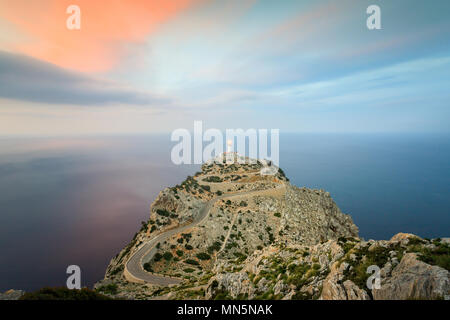 Leuchtturm von Cap de Formentor Mallorca Sonnenuntergang Stockfoto