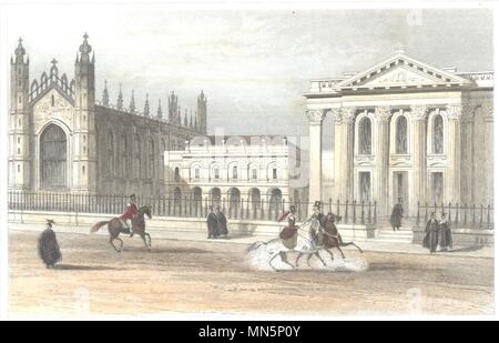 CAMBRIDGE. Kings College Chapel. Universitätsbibliothek Senat Haus 1835 Drucken Stockfoto