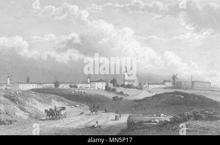 LANCASHIRE. Preston, aus dem Norden. (Finden/Westall) 1834 alten, antiken Drucken Stockfoto