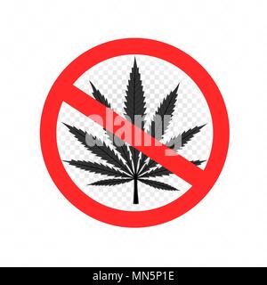 Keine Drogen zeichen Symbol. Stop Cannabis narkotischen Piktogramm. Cannabis leaf Verbotssymbol Stock Vektor