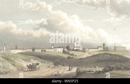 LANCASHIRE. Preston aus dem Norden. Hand gefärbt. (Finden/Westall) c 1833 Stockfoto