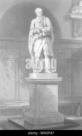 CAMBRIDGE. Das Trinity College. Statue von Sir Isaac Newton. (Le Keux) c 1842 Drucken Stockfoto