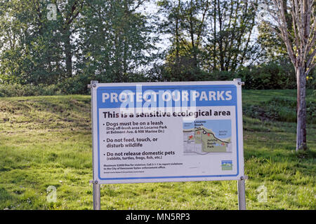 Unsere Parks in Jericho Beach Park ökologischen Bereich, Vancouver, BC, Kanada Schützen Stockfoto