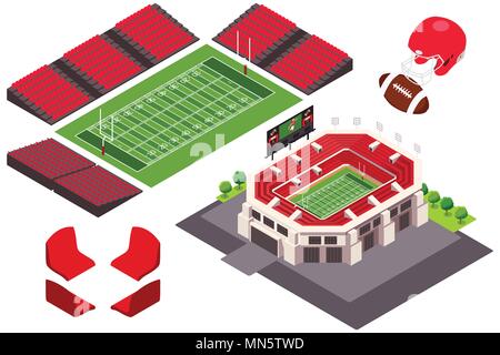 Ein Vektor Abbildung: Isometrische Ansicht von Fußball-Stadion Stock Vektor