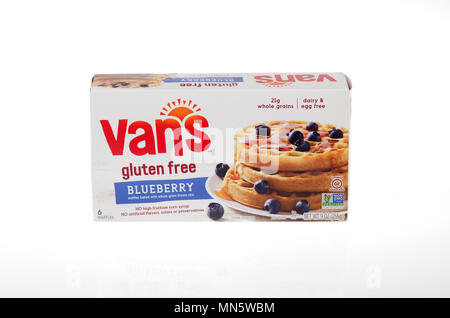 Box von Vans Glutenfrei gefrorene Heidelbeeren Waffeln Stockfoto