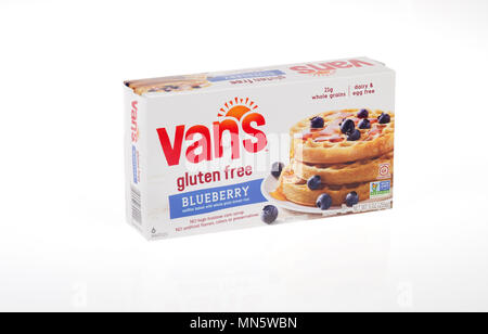 Box von Vans gefroren Glutenfrei Blueberry Waffeln Stockfoto