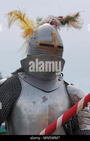 Porträt eines Ritters. "Knight's Turnier mit Pflaume". Szydlow, Polen, 23. Juli 2017. Stockfoto