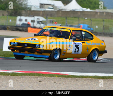 Peter Ratcliff, Graham Scarborough, Ford Capri, historische Tourenwagen Challenge, Tony Dron Trophäe, Donington historische Festspiele, 2018, Motor Racing, Mot Stockfoto