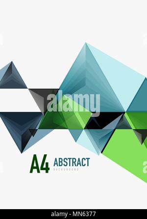 Dreieckige Low Poly Vektor Format a4 geometrische abstrakte Vorlage. Dreieckige Low Poly Vektor Format a4 geometrische abstrakte Vorlage. Bunte Dreiecke auf hellen Hintergrund, futuristischer Techno oder Business Design Stock Vektor