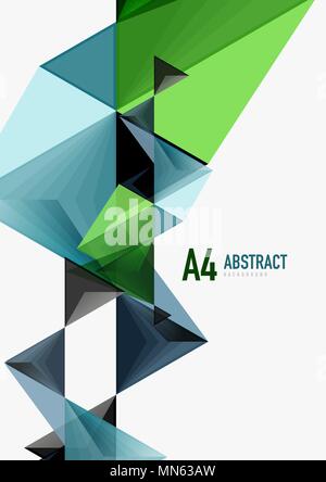 Dreieckige Low Poly Vektor Format a4 geometrische abstrakte Vorlage. Dreieckige Low Poly Vektor Format a4 geometrische abstrakte Vorlage. Bunte Dreiecke auf hellen Hintergrund, futuristischer Techno oder Business Design Stock Vektor