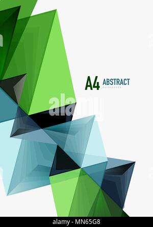 Dreieckige Low Poly Vektor Format a4 geometrische abstrakte Vorlage. Dreieckige Low Poly Vektor Format a4 geometrische abstrakte Vorlage. Bunte Dreiecke auf hellen Hintergrund, futuristischer Techno oder Business Design Stock Vektor